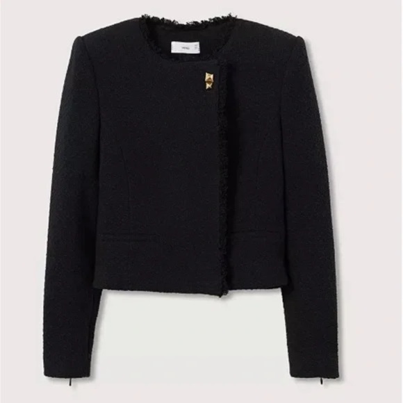 Mango Black Tweed Jacket Size Small - Picture 3 of 5